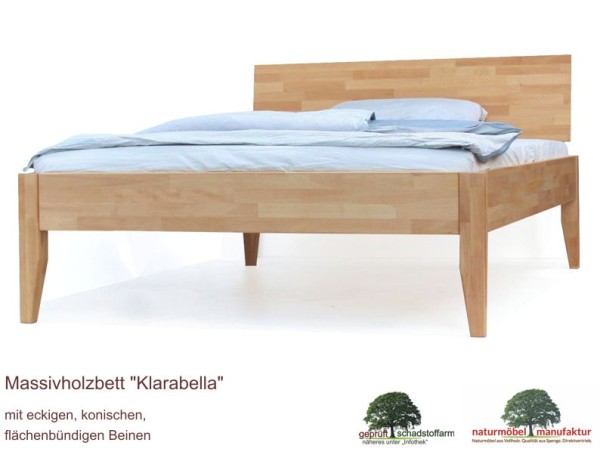 Massivholzbett "Klarabella" | Eckige, konische, flächenbündige Beine